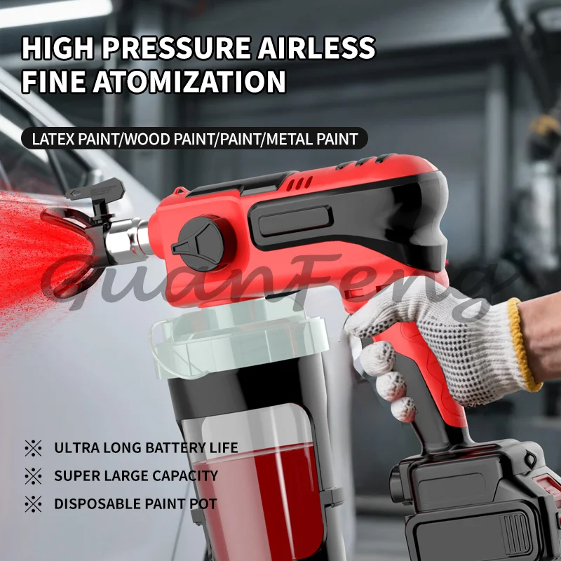 21V Lithium Battery Brushless Airless Spray   Large‑Capacity Cordless DIY Latex Paint Spraying Machine