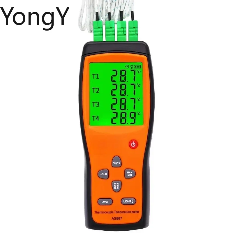 AS887 K type four channel thermometer thermocouple multi channel