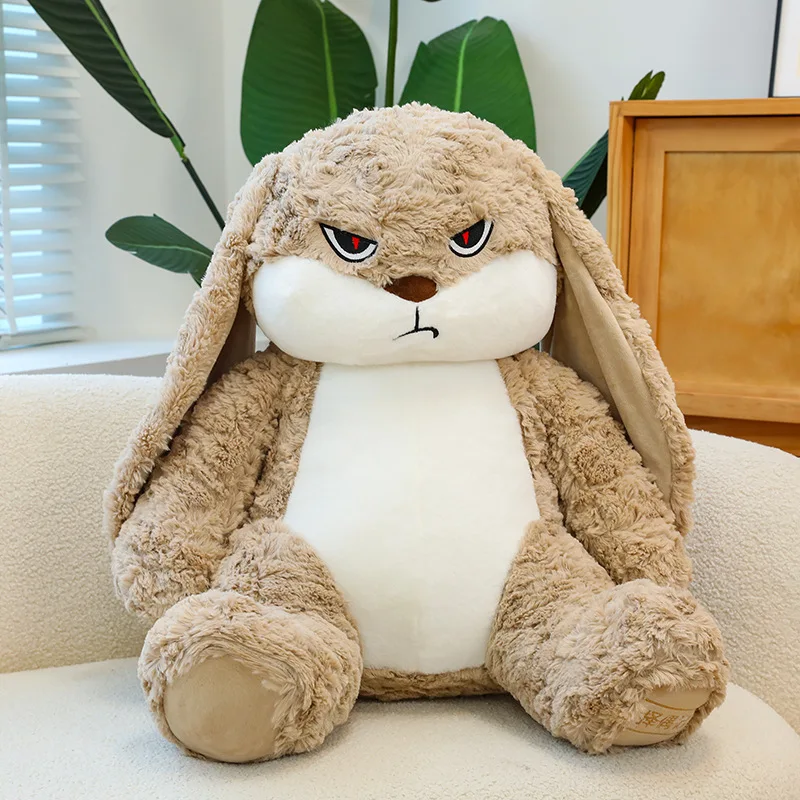 ZEIO Diudiu Rabbit Plush Toy angry Long-eared Rabbit Fluffy Super Cute Bunny  Doll Pillow Stuffed Soothing Sleep Toy