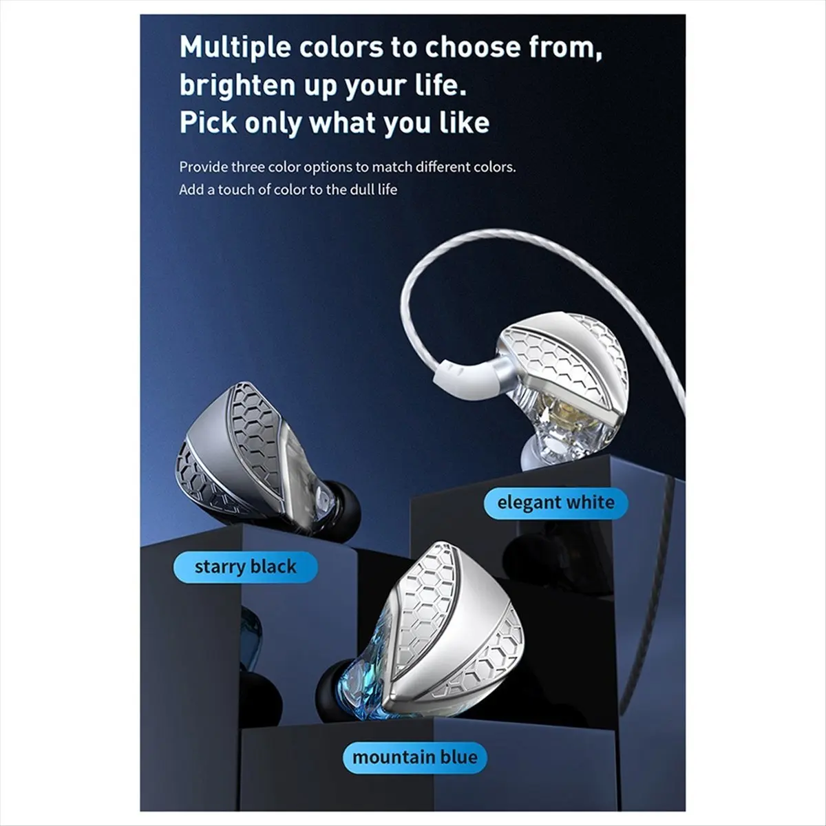 AAAE QKZ Hi6T Earbuds HiFi Headsets Dynamic Driver IEM Stereo Surround Music Earphones Hi-Res with Mic In-Ear Sport Game Earbuds