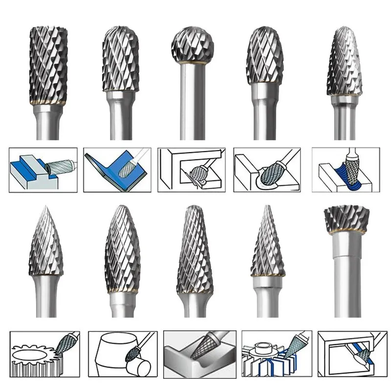 Imagem -04 - Xcan pc Milímetros Shank Diâmetro 10 Arquivo Rotativo Carboneto de Corte Duplo Rotary Rebarbas Ferramentas Eléctricas Acessórios para Ferramentas Rotativas