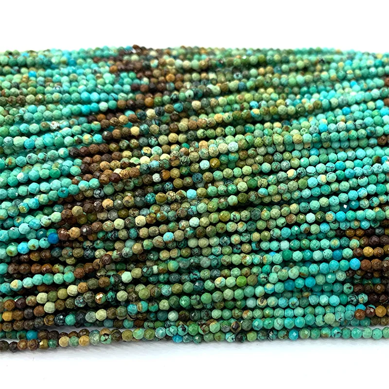 

Veemake Natural Turquoise Faceted Round Small Beads For Jewelry Making Gemstones Crystal DIY Necklace Bracelets Earrings 06552