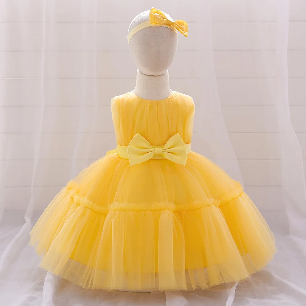 Vestido de tule plissado para bebê menina, festa de aniversário, cerimônia de graduação, concurso, criança, 6M-5 anos