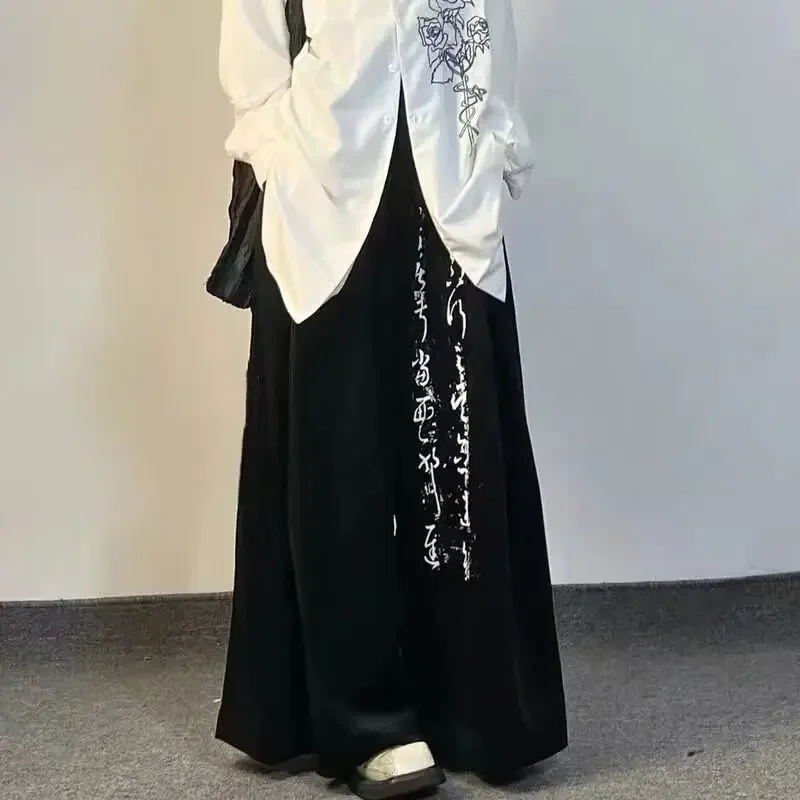 اليابانية YY مصمم بنطال ذو قصة أرجل واسعة للجنسين الرجال النساء Harajuku أنيق الخط الشارع الشهير الهيب هوب اليومية حفلة بناطيل كاجوال