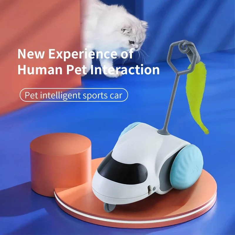 Remote Smart Cat Toys Remote Control Interactive Cat Car Toy USB Charging Automatic Self-moving Teasing Cat Stick Pet Supplies