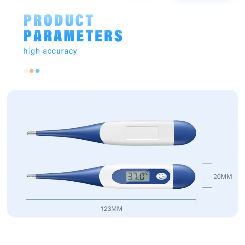 1pc Digital Clinical Oral Armpit Thermometer Flexible Tip Children Kids Adults High Fever Alarm C&F Switchable Beeper Function