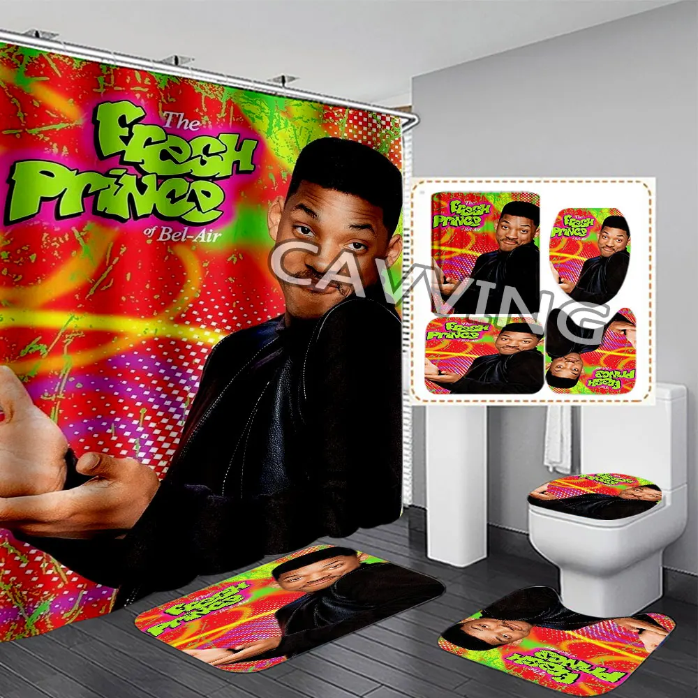 Prince of Bel Air  3D Shower Curtains Waterproof Bathroom Curtain Anti-slip Bath Mat Set Toilet Rugs Carpet  Home Decor  U01