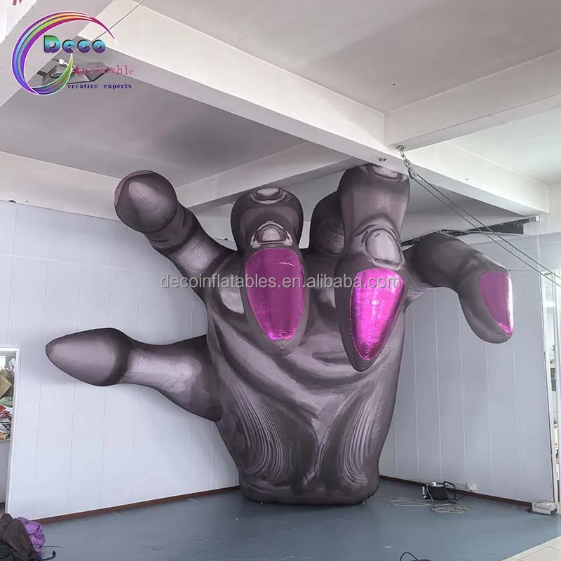 

Giant Inflatable Hand Model Stage Art Performance Statue With Pink Nails For Fashion Show And Concert Decoration