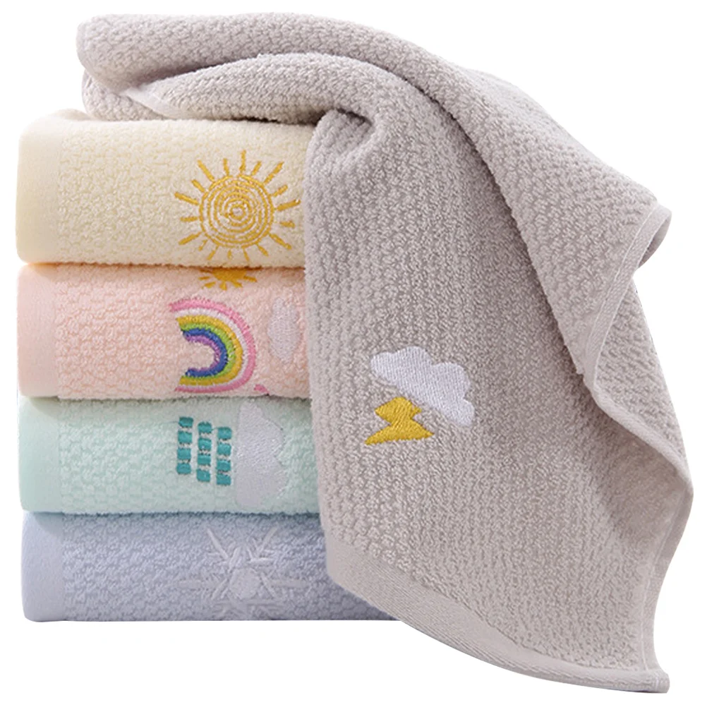 5Pcs 어린이 손 얼굴 수건 면 흡수성 수건 재사용 가능한 경량 휴대하기 쉬운 흡수성 손 수건 면 수건