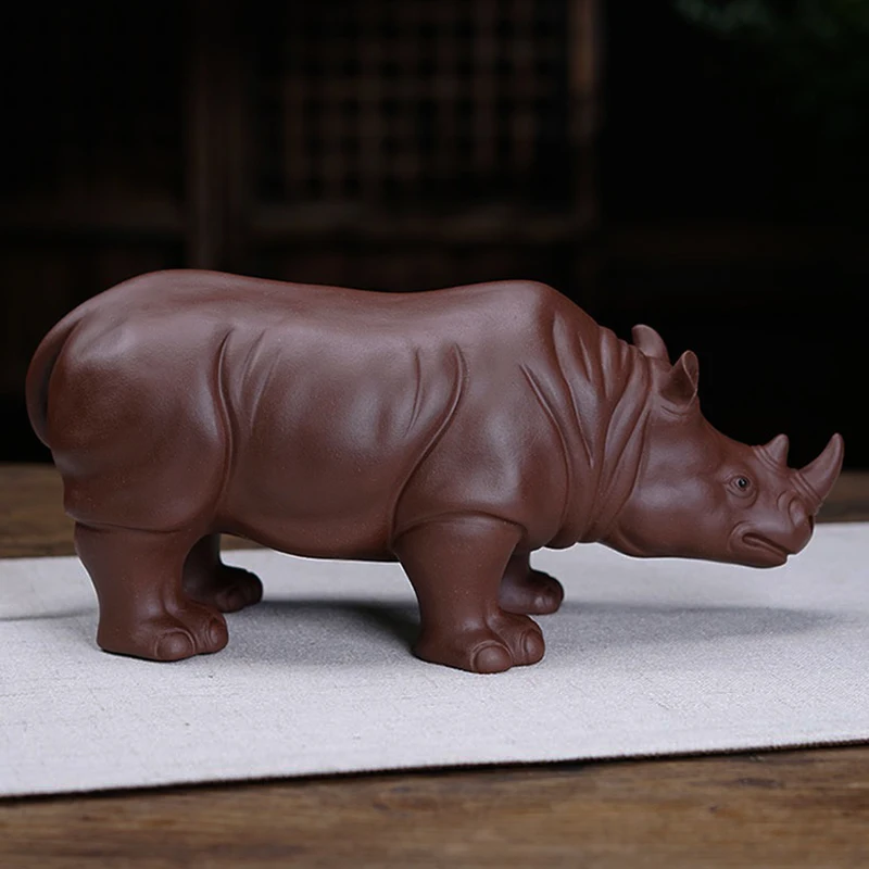 Rhinoceros Figurines Superior Clay Crafts Desk Tea Table Decoration Ornaments Accessories Household Decor Animal Home Decoration