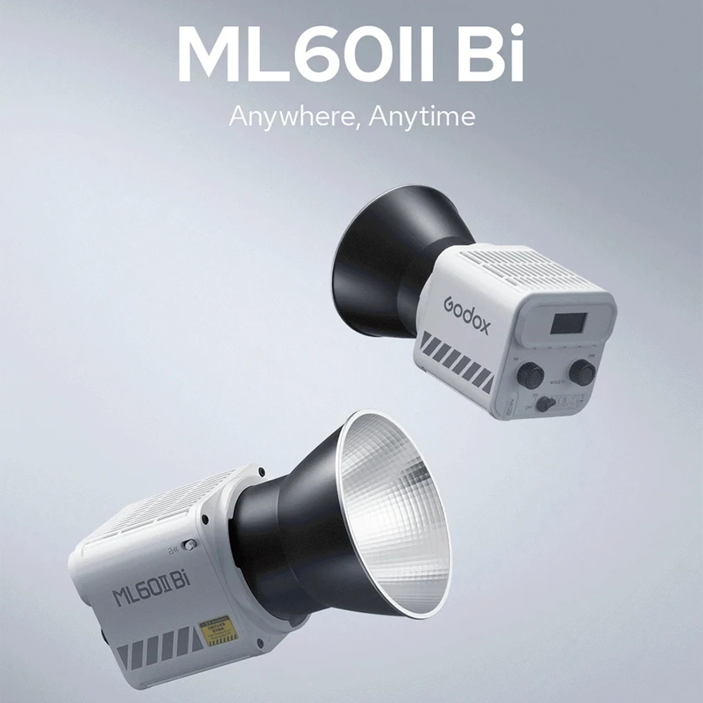 Godox ML60II Bi CRI96+ 2800-6500K Portable LED Video Light APP Control Outdoor Photography Live Streaming Fill Lighting