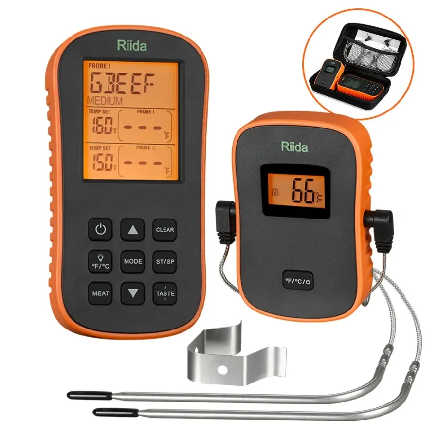 

Grilling Thermometer Wireless Remote Cooking Food Barbecue Digital Temperature Monitor