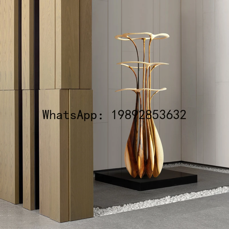 Abstract Wood Carving Floor Ornament Entrance Decoration Soft Sculpture Art Installation
