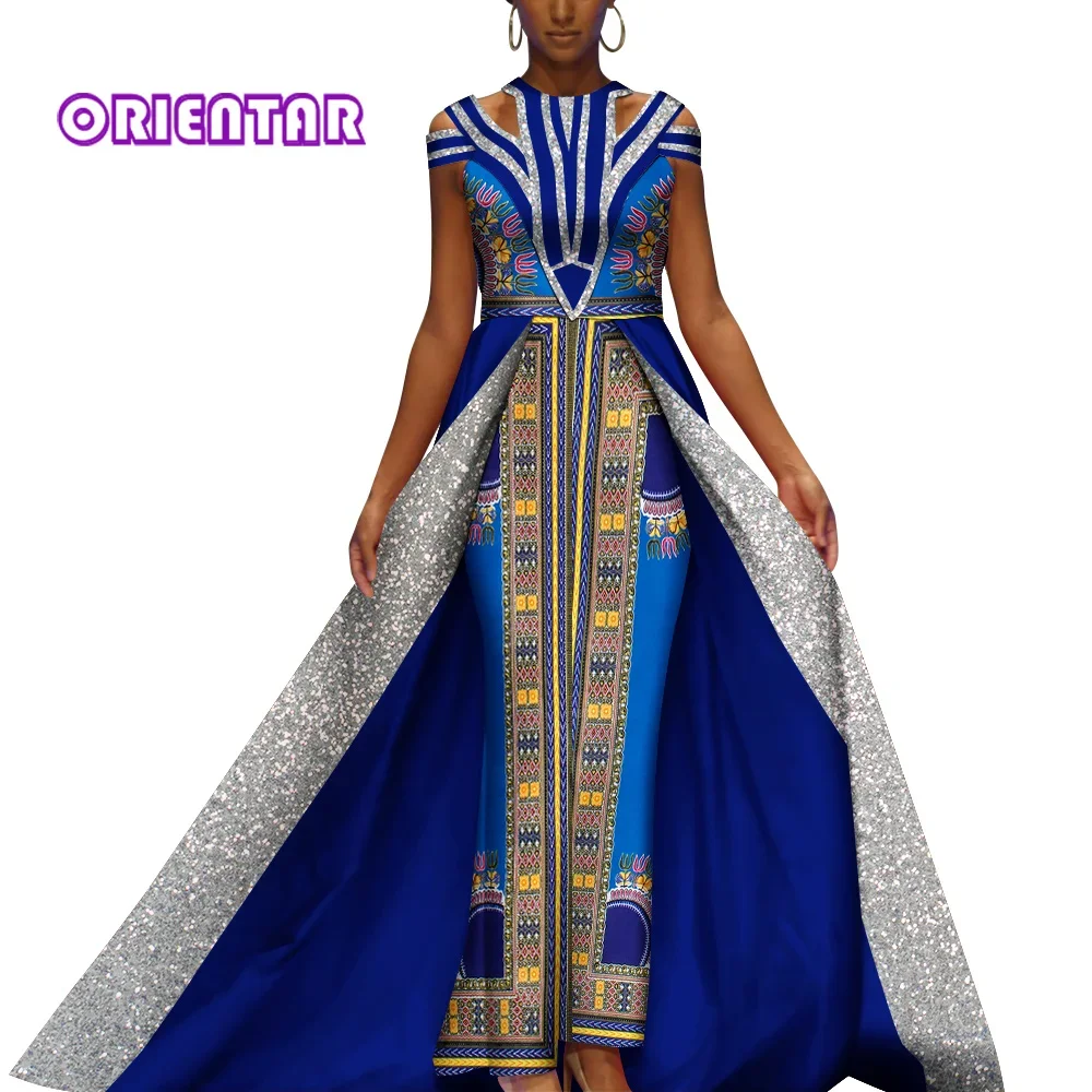 Robe Africaine Femme African Dresses for Women Ankara Print Maxi Long Dress Traditional Dashiki African Clothes Plus Size WY9678