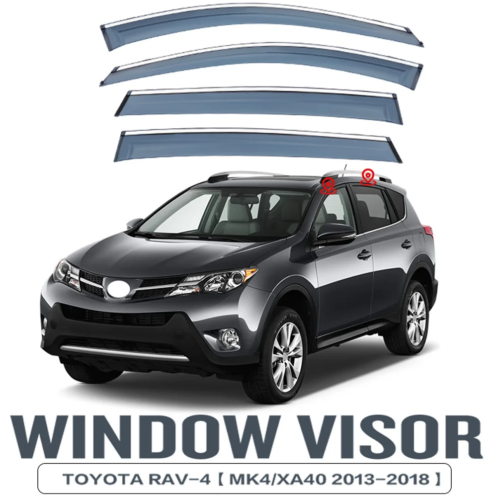 

Хромированные полоски, защита от дождя для TOYOTA RAV4 XA40 2013-2019, оконный козырек, ветровые дефлекторы, дверной козырек, вентиляционные шторы, вентиляционный козырек