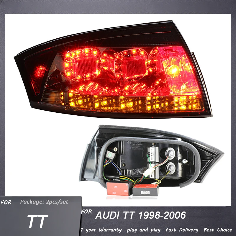Taillamp Assembly LED Tail Lights Brake Light Turn Signal Fog Lamp Red Background for Audi TT 1999 2000 2001 2002 2003 2004 2005
