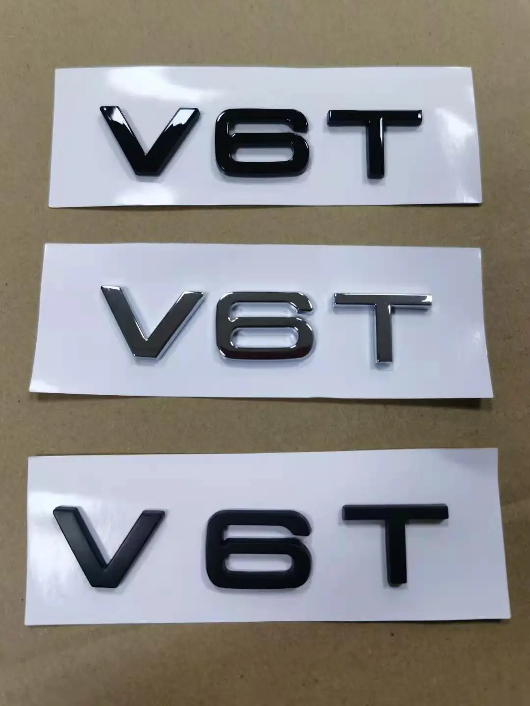 

1X Chrome glossy Matt black ABS V6T Car Body Rear Fender Trunk Emblem Badge Sticker for Audi Accessories