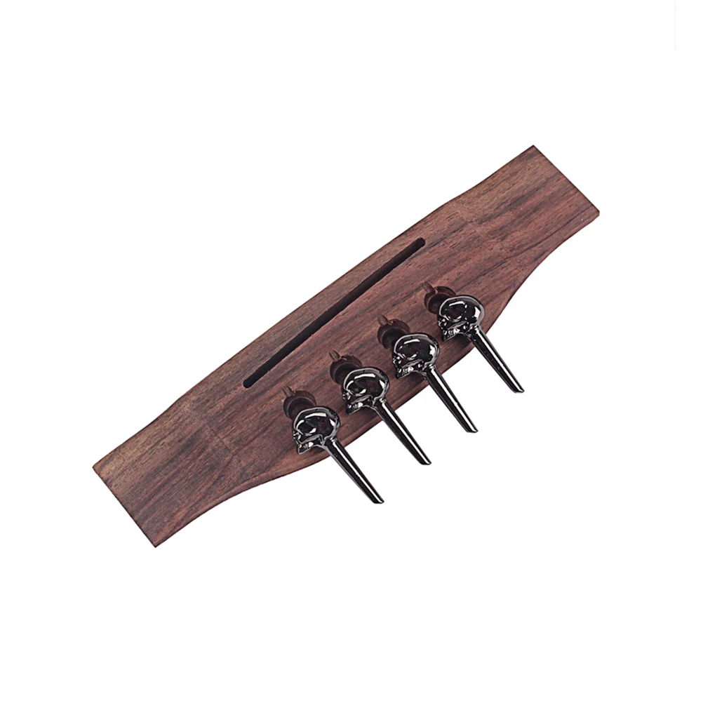 

4 Strings Acoustic Guitar Bridge Replacement Parts Saddle 174mm DIY Kit Includes 4 Pins For Bass Bridge Nails Guitar