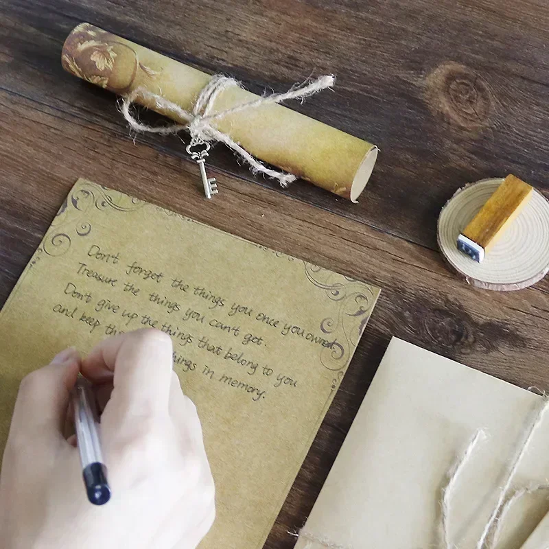 Foonary 31 Pezzi Set Carta Da Lettere Vintage – 8 Fogli, 5 Buste, 5 Sigilli Di Cera E Adesivi, Stile Retrò Per Inviti E Lettere D'Amore