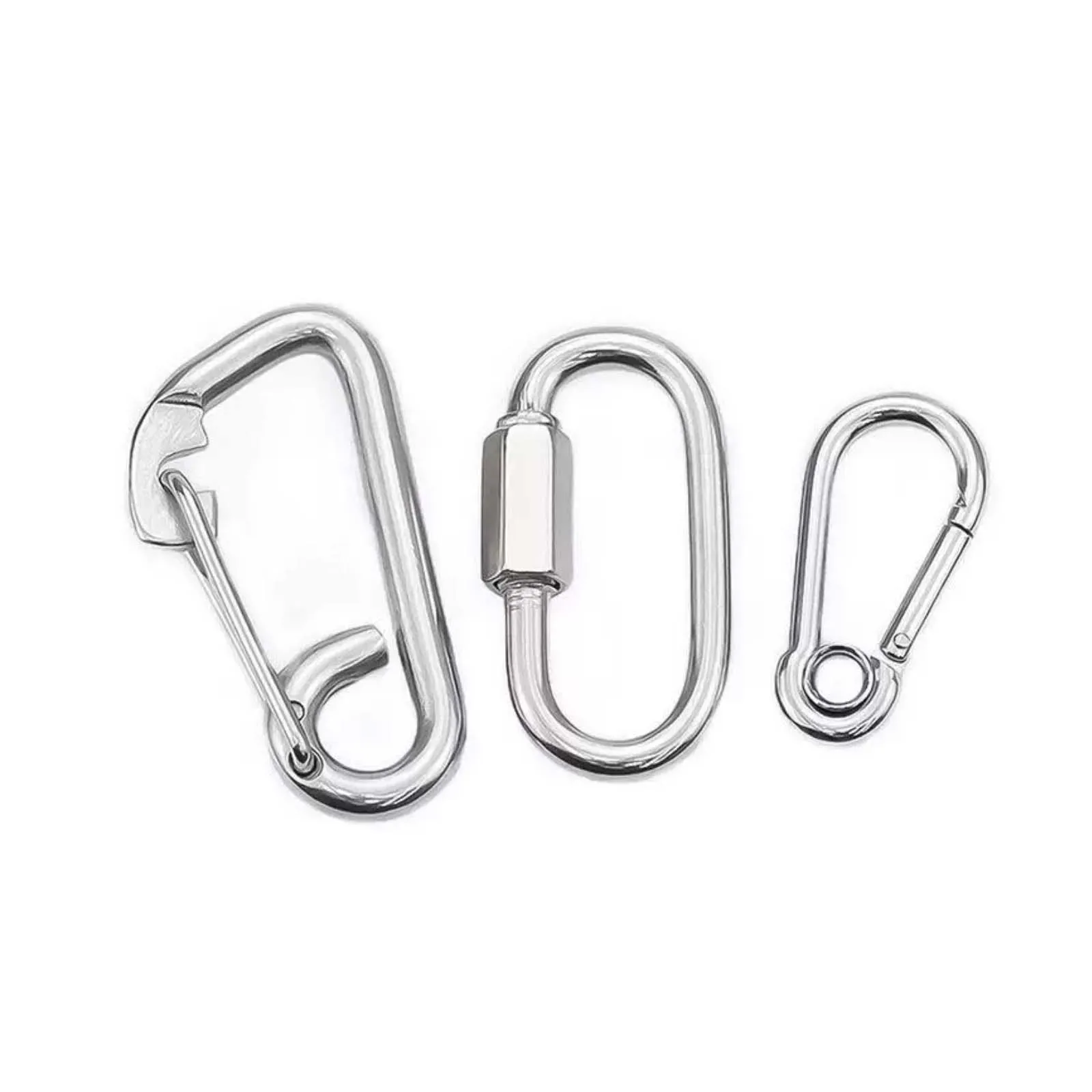 1pc 304 Stainless Steel Spring Snap Hook Carabiner D Ring Lock Safety Clip Quick Link Connect Buckle for Outdoor Camping Hiking