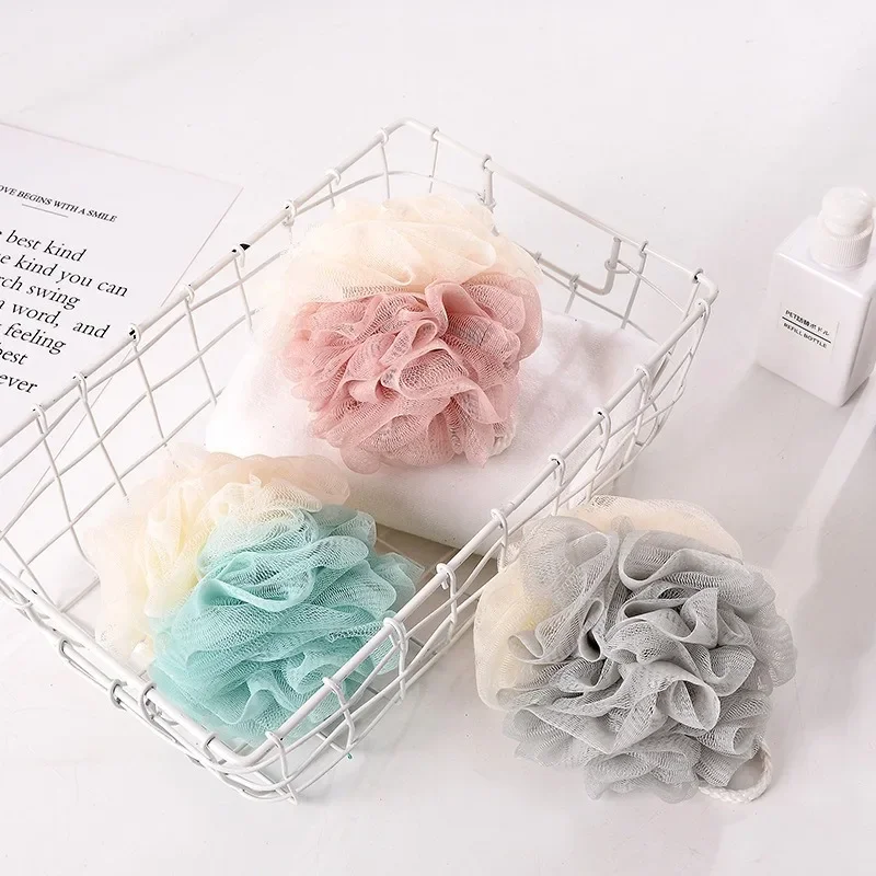 Colourful Soft Frosted Flower Bubble Bath Ball Large PE Shower Sponge For Shower Daily Use Colour Random