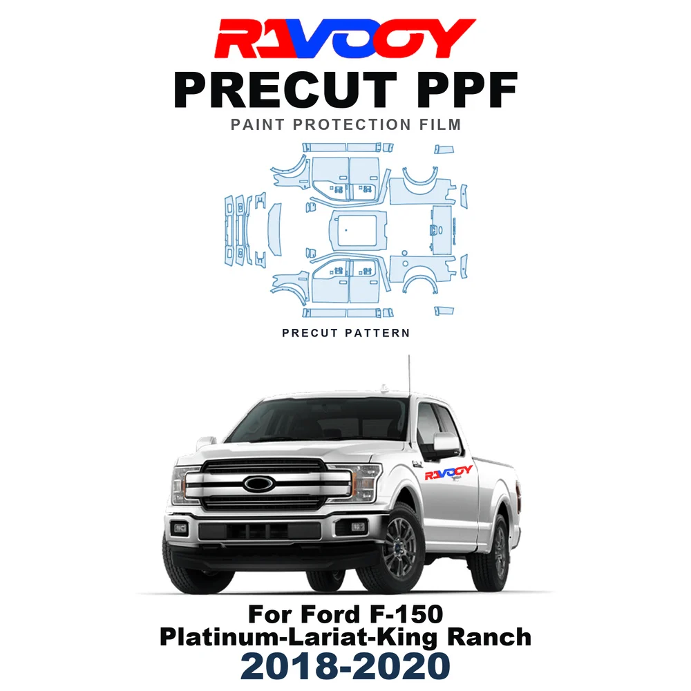 Precut PPF For Ford F-150 Platinum-Lariat-King Ranch 2018-2020 8.5mil TPU Paint Protection Film Hood Bonnet Bumper Headlight