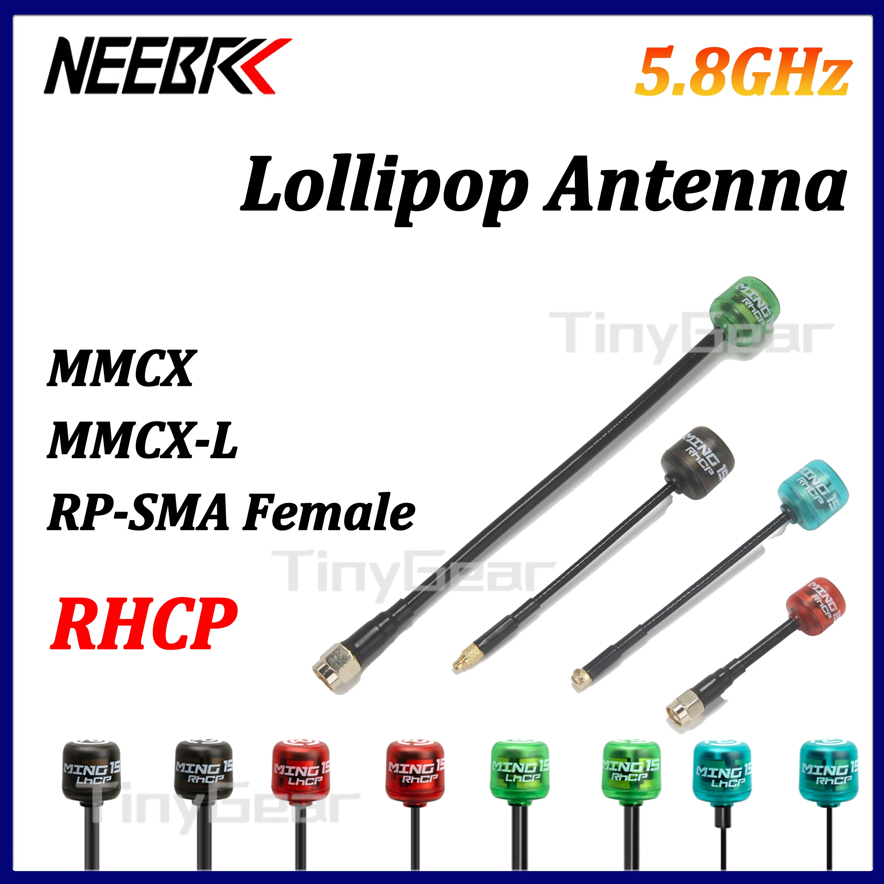 5.8G RHCP Mini Lollipop FPV Antenna High Gain 3.3Dbi RP-SMA/MMCX/MMCX-L Connector for Transmitter/Receiver RC Racing Drone Part