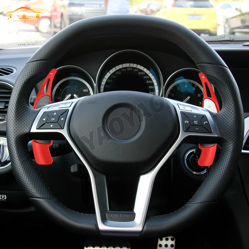 Aluminum Car Steering Wheel Shift Paddle Extend Shifters Sticker DSG Gear For Mercedes Benz AMG CLS GLS C63 A45 CLA45 W205 W213