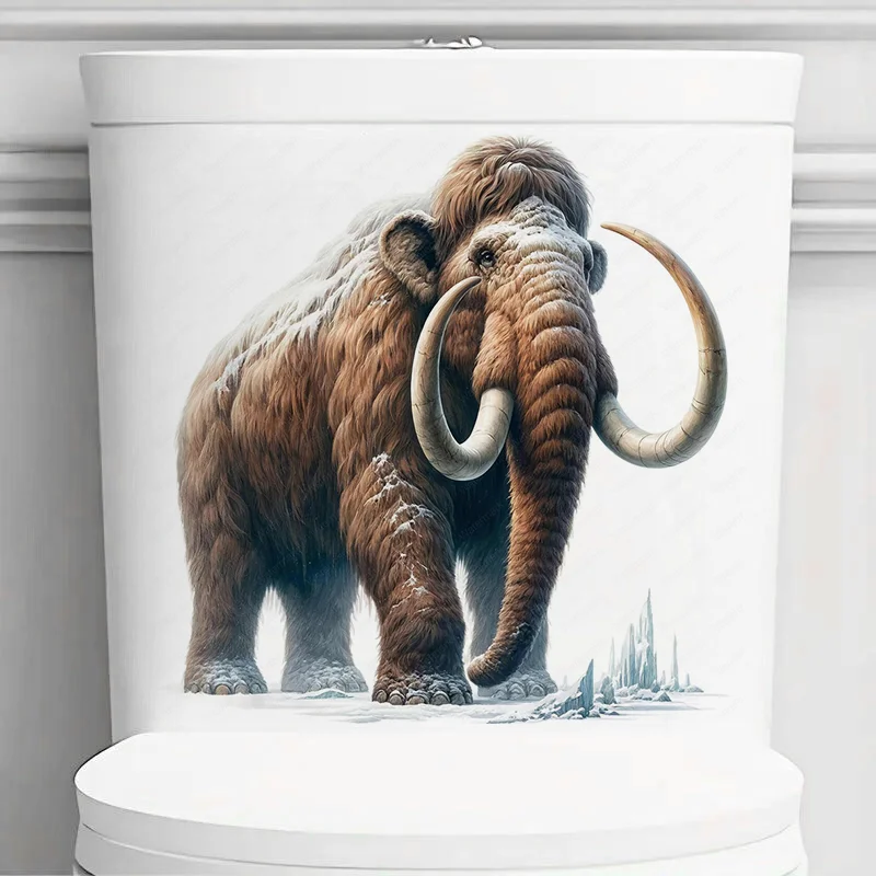 Majestic Woolly Mammoth Self-Adhesive Wall Decal - Removable, Reusable PVC Sticker for Kitchen & Living Room Decor