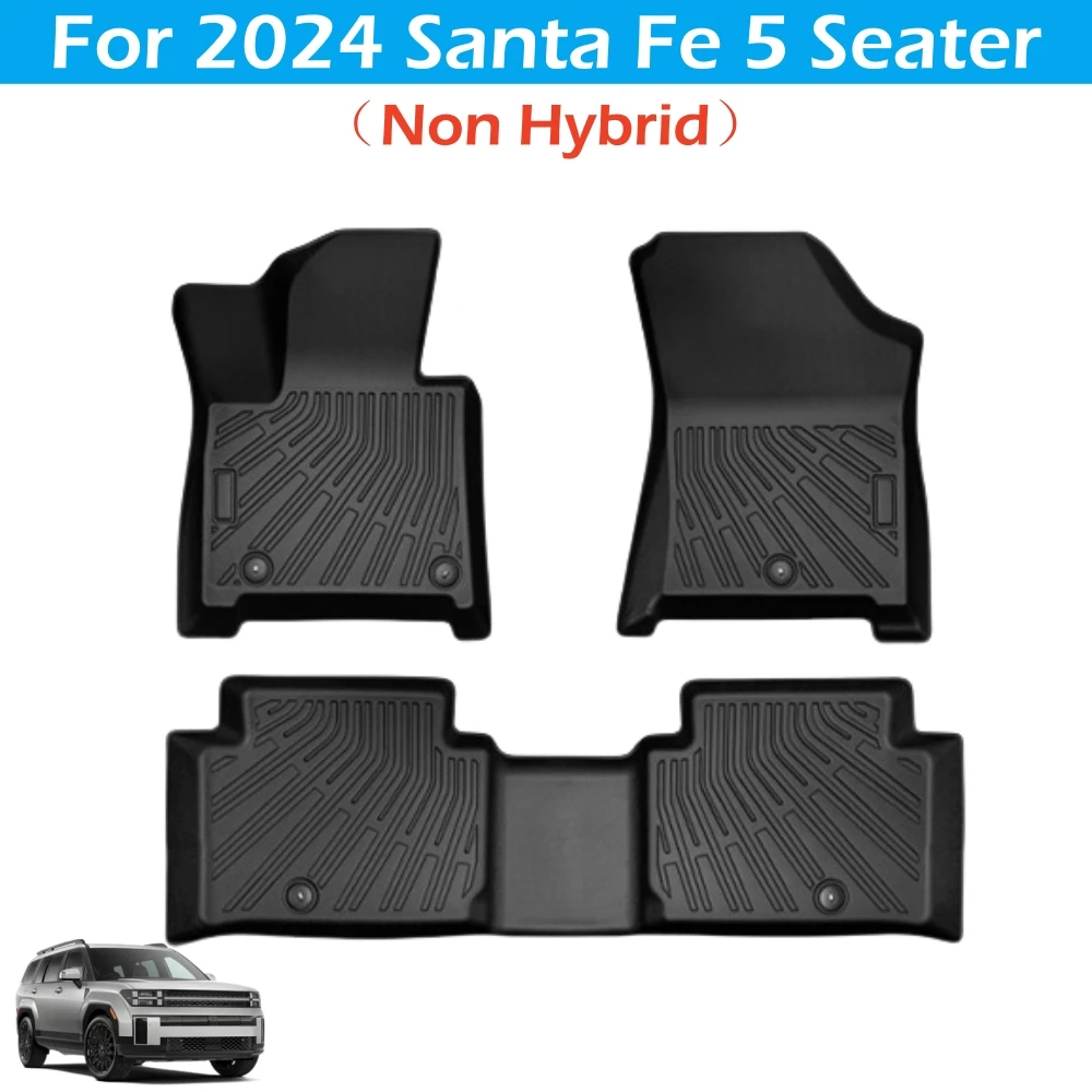 TPE-Fußmatten für den 2024 Hyundai Santa FE 5-Sitzer, Allwetterschutz, Kofferraumauskleidung, Bodenteppich (nicht Hybrid) – Detail 1