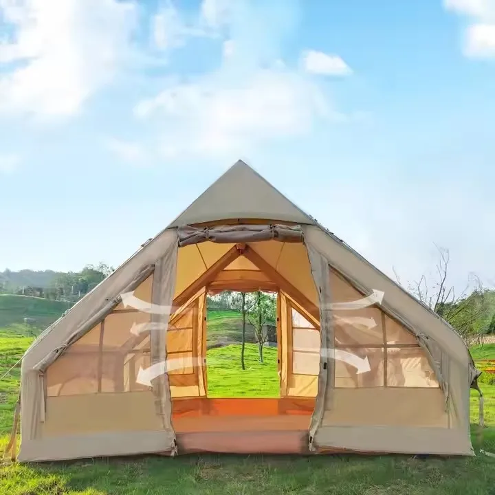 

Beautiful Luxurious One-Bedroom Inflatable Camping Tent Family Glamping Portable Waterproof Automatic Oxford Canvas Cotton