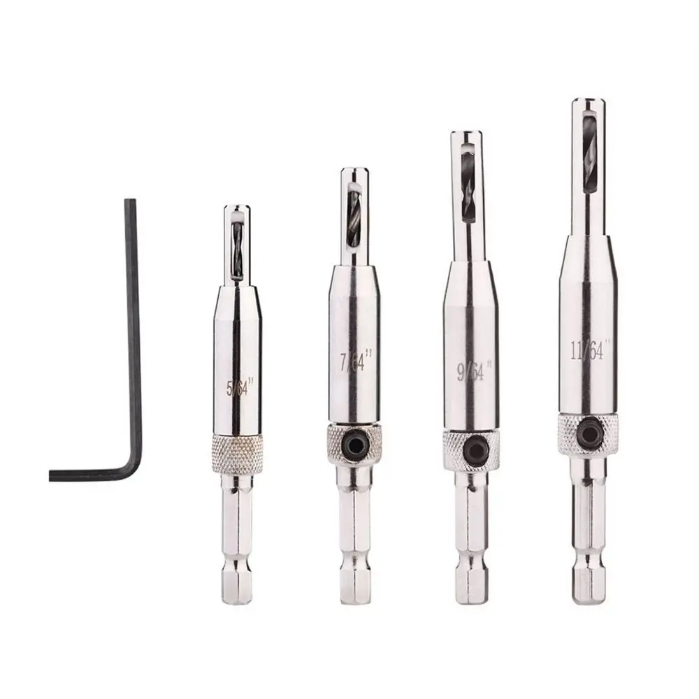 8PCS Universal Self Centering Drill Bit Set High Speed Steel Compact Hinge Drill Bits Silver Self Centering Design
