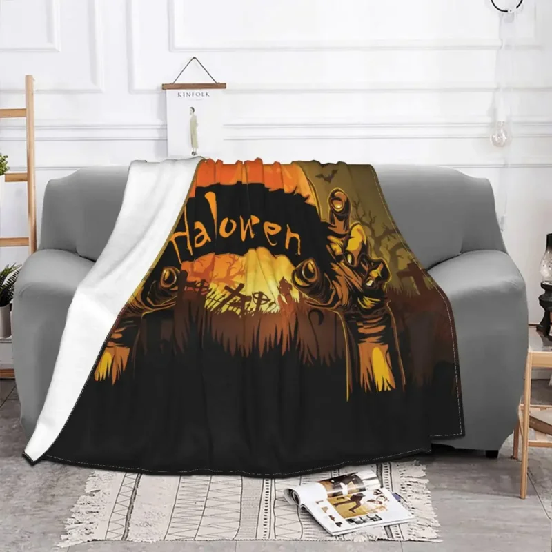 Halloween Horror Pumpkin Death of the Day Fleece Funny Warm Throw Blanket for Home Textile Decor