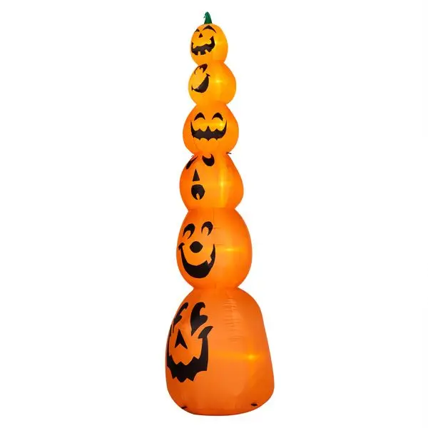Decoração de abóbora empilhada inflável de Halloween de 9 pés com luzes LED - Decoração externa gigante Jack-o-Lantern, à prova d'água e fácil Setu