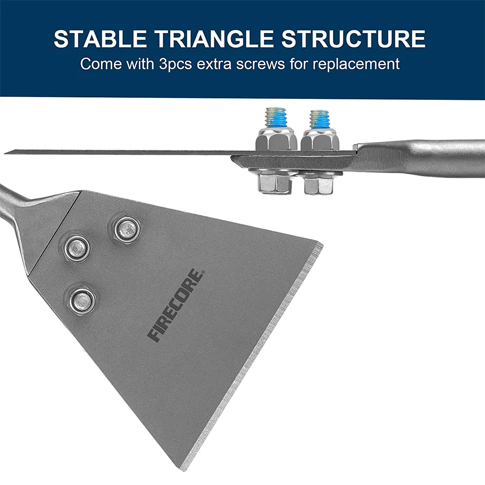 FIRECORE SDS Plus Floor Scraper with Spare Bolts and Locknuts for Rotary Hammer Drill Thinset Scraper Adhesives Remover FS22510