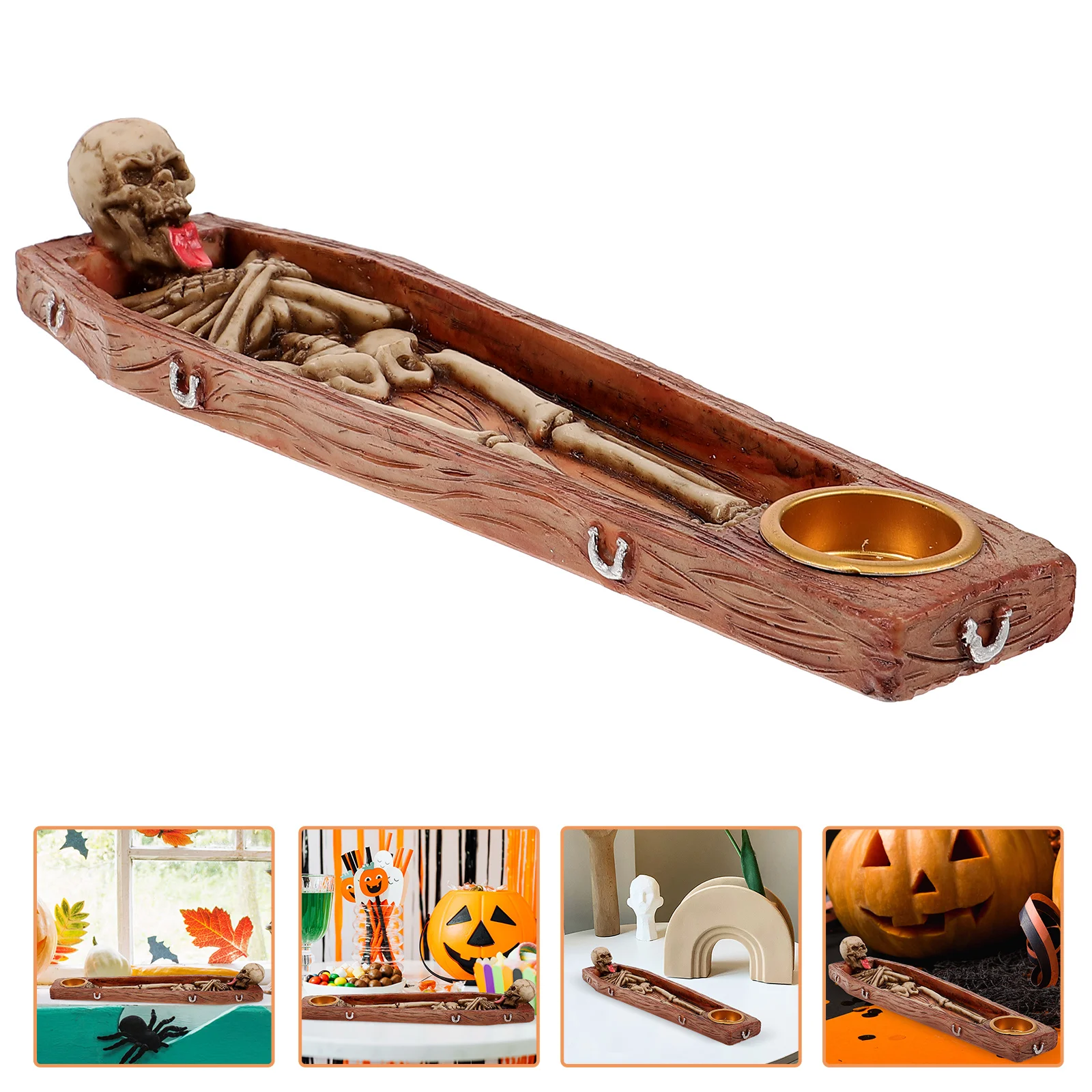 

Creative Coffin Statue Halloween Garden Decor Resin Outdoor Decoration Desktop Ornament Landscape Adornment
