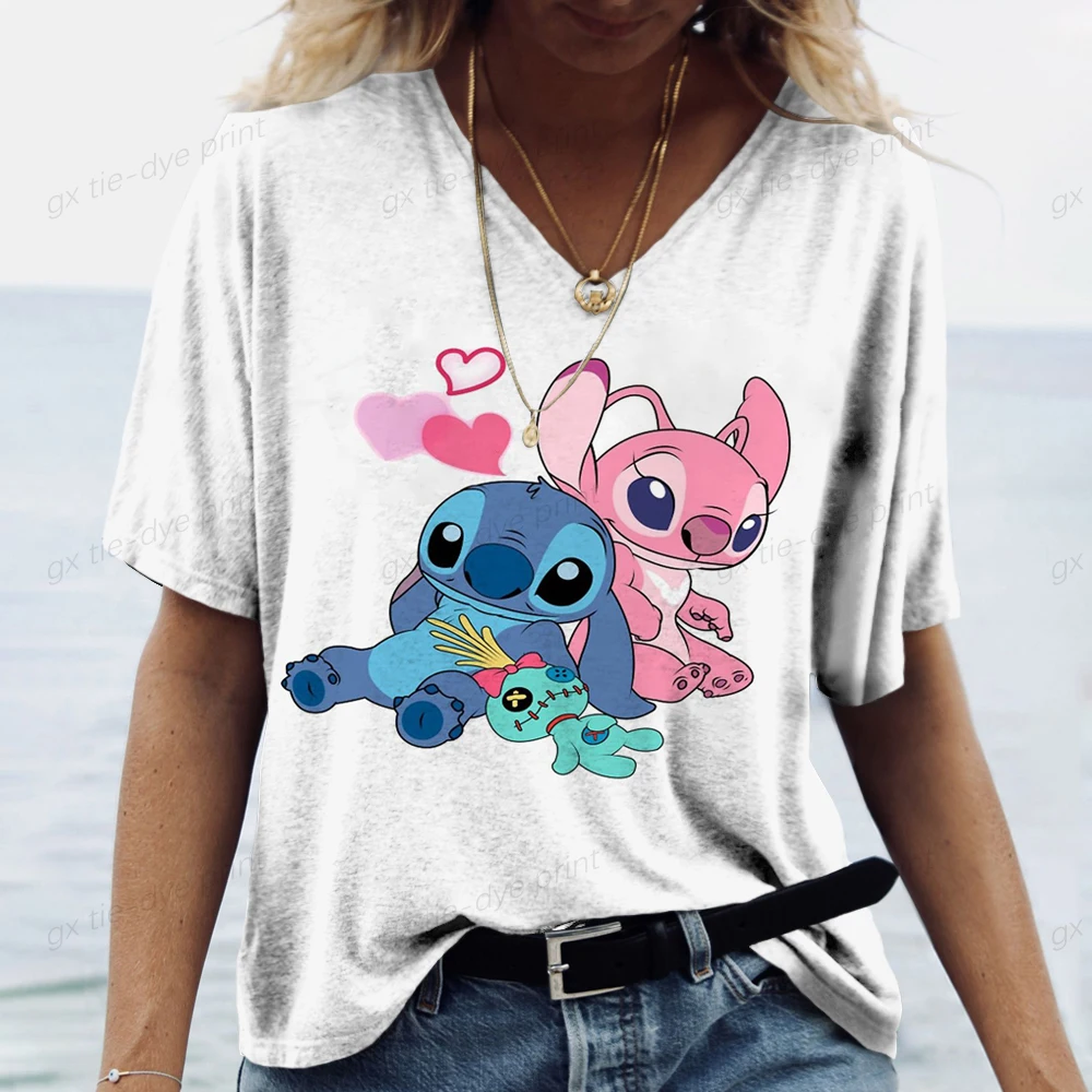 خمر ديزني 2025 جديد ثلاثية الأبعاد الكرتون أنيمي تيز Harajuku تي شيرت موضة امرأة البلوزات الصيف النساء بلايز قصيرة الأكمام قميص