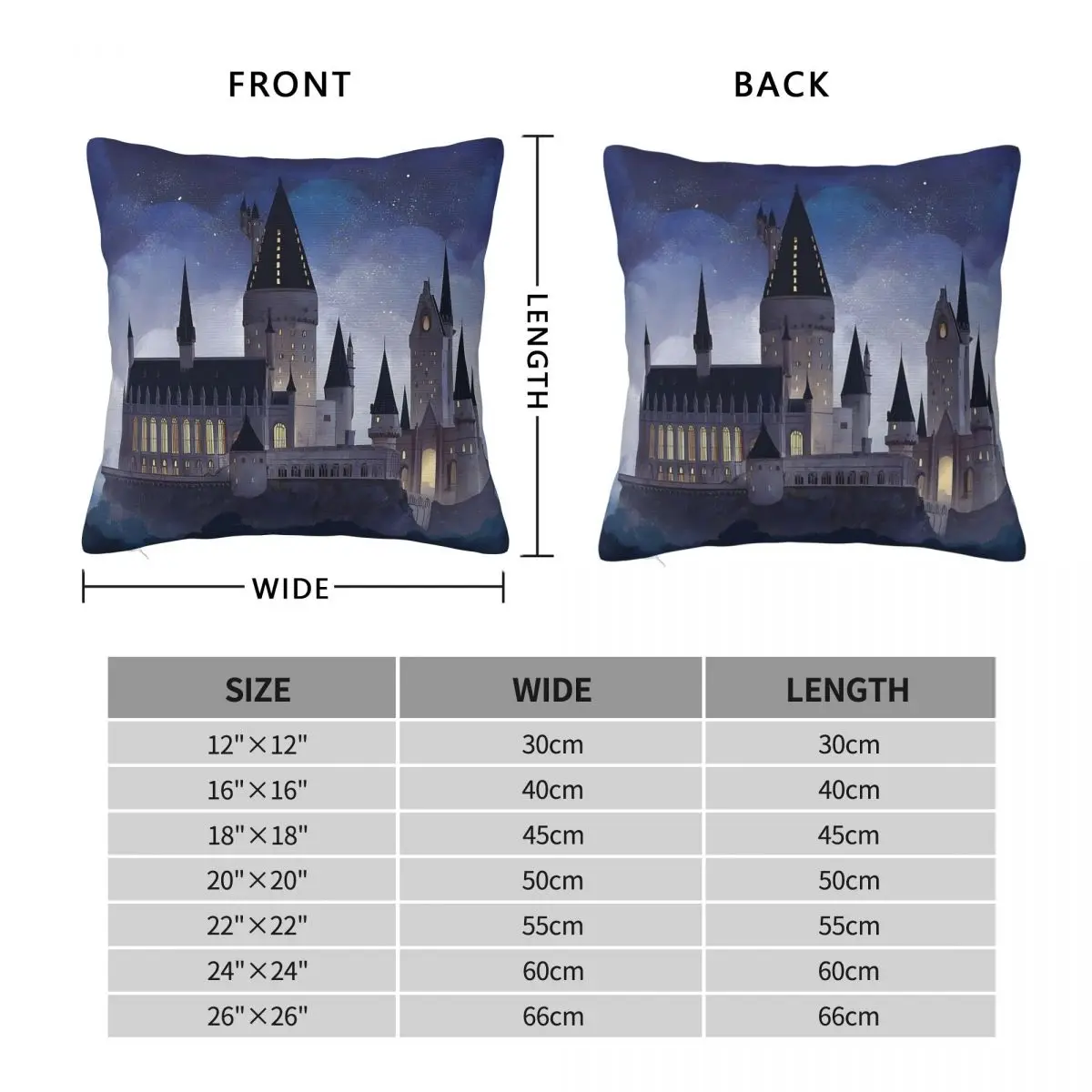 Magic School Hogwarts Castle Square Pillowcase Polyester Linen Velvet Printed Zip Decorative Sofa Cushion Cover