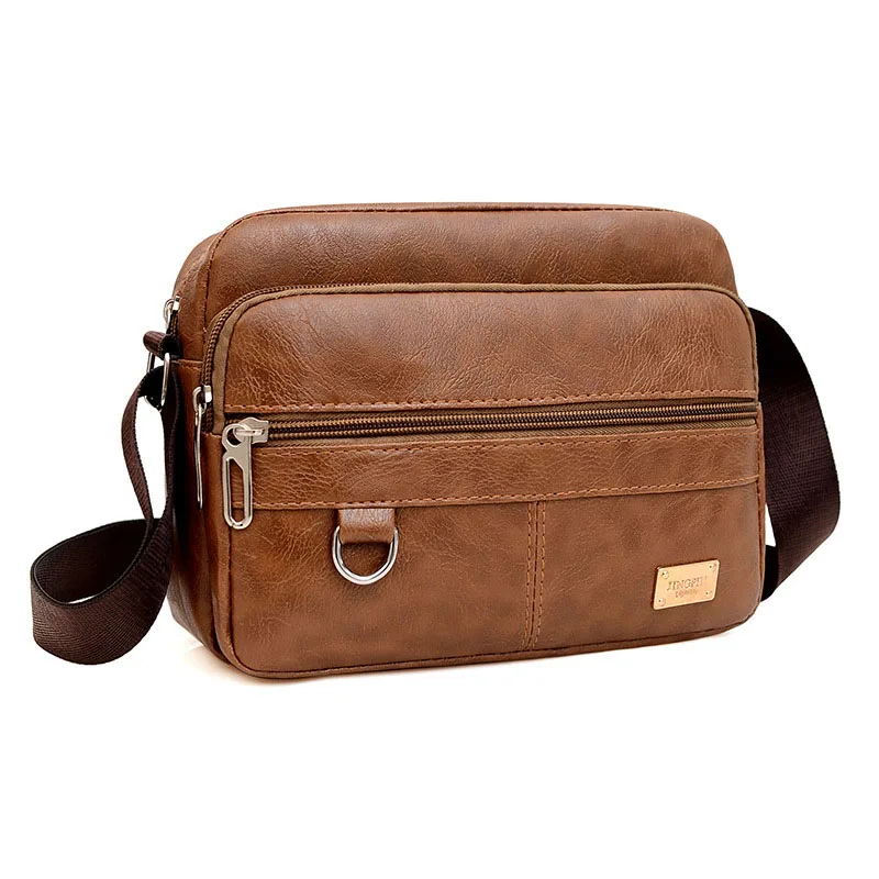 Trandy bolso de piel sintética para hombre, bolsa informal de gran capacidad, bandolera de hombro, Marrón y Negro Bolso de mano, paquete