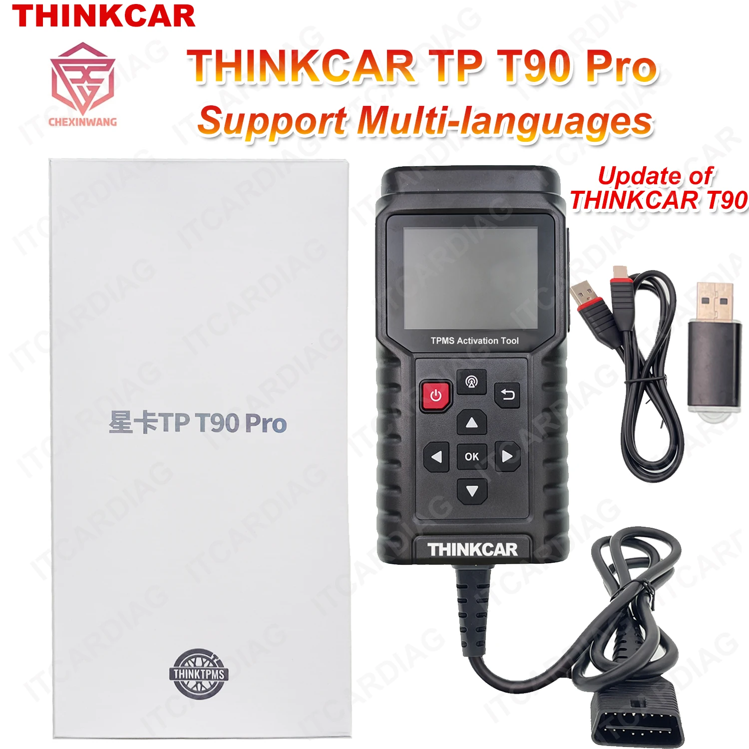 Newest THINKCAR TP T90 Pro TPMS PK MUCAR T90 Activation Tool OBD2 Car Diagnostic Programmer Tire Pressure Sensor Service Tool