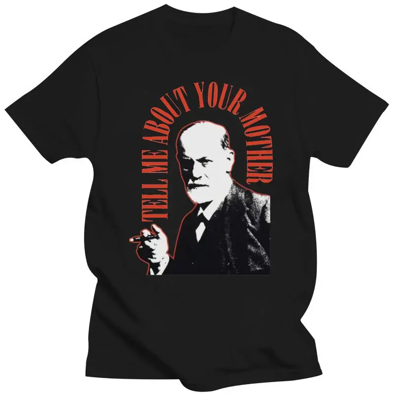 Ropa 100% de algodón para hombre, Camiseta estampada con cuello redondo, camiseta de Sigmund Freud, Tell sobre tu madre