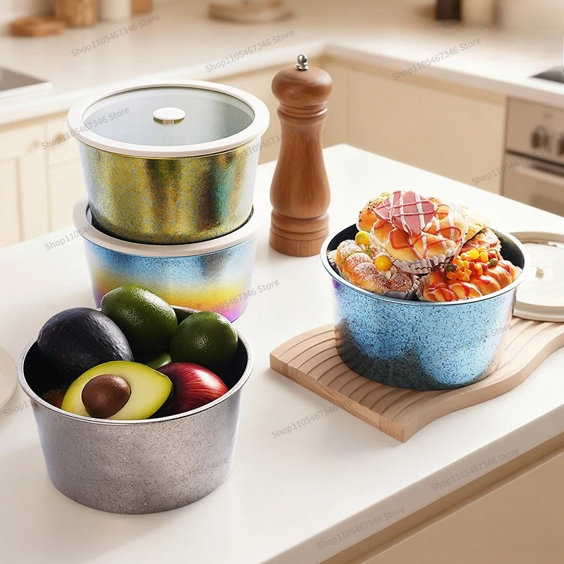 For Fresh-keeping Box, Durable Lunch Box, Leak-proof Sealing, Light Luxury Glass Cover, Large Capacity