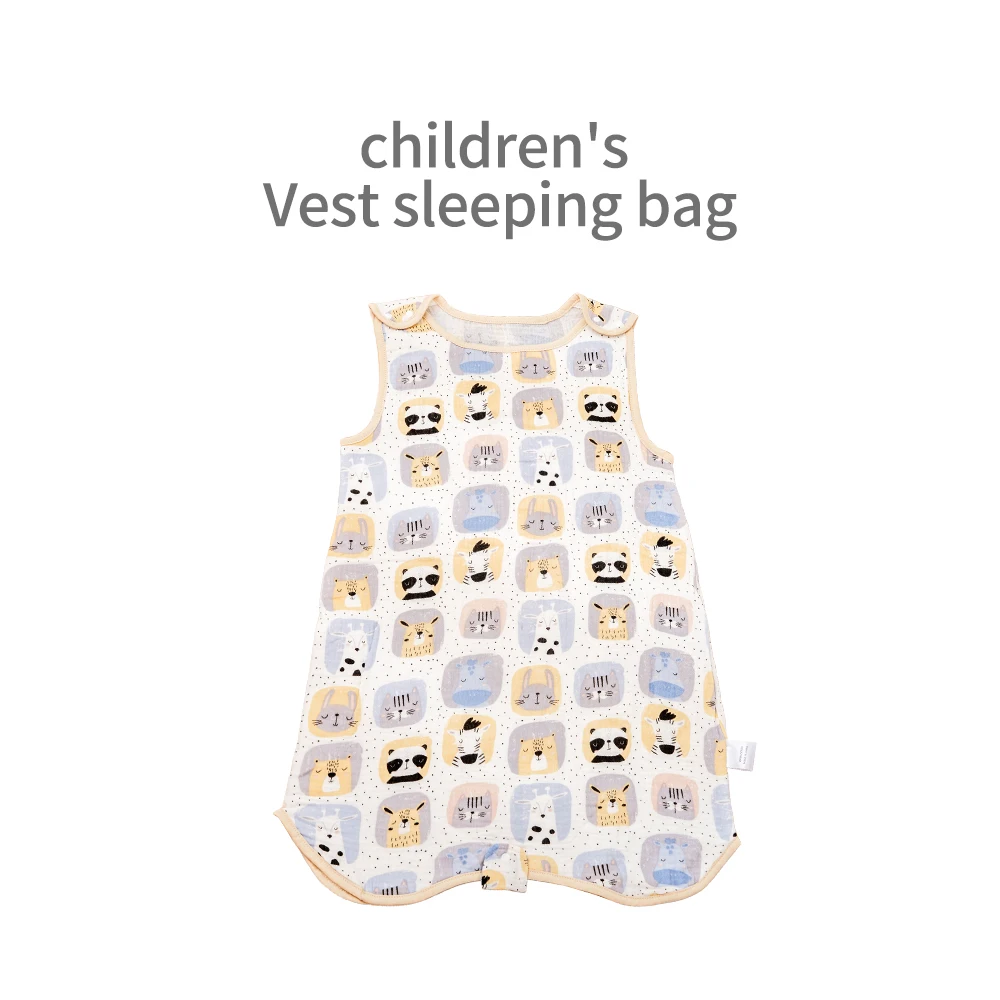 Happysummer yaz çocuk yelek uyku tulumu sevimli baskı bebek rahat ince yumuşak pamuk kolsuz Sleepsacks