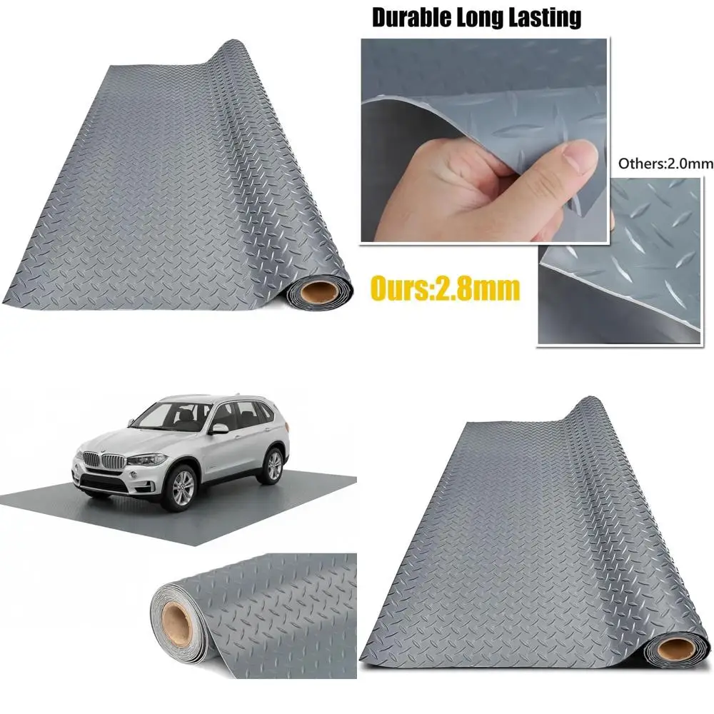 

Thickened PVC Garage Floor Mat, Heavy-Duty Waterproof Non-Slip Protector for Cars, Trailers, SUVs, and Basements (2ft x 25ft) -
