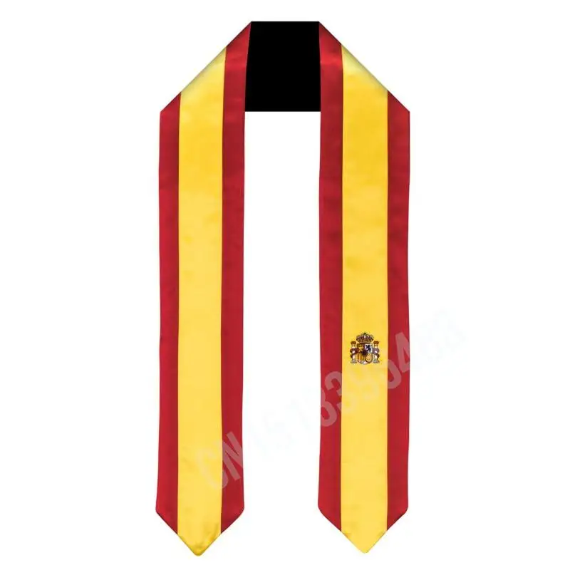 

Spain Flag Scarf Top Print Graduation Sash Stole International Study Abroad Adult Unisex Party Accessory