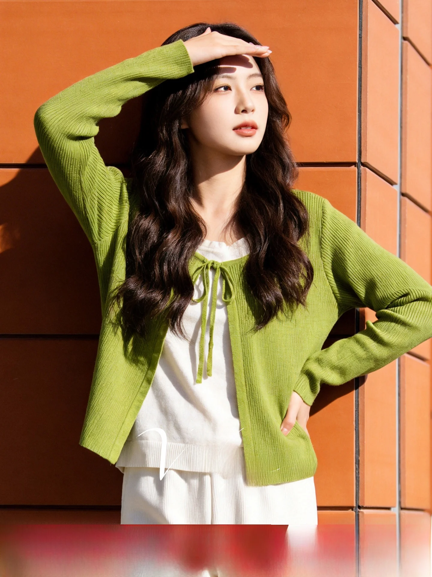 

Spring New plus Size Women's Knitted Top with Belt Long Sleeve Fake Two-Piece Loose Fit Commute Style Polyester Blend
