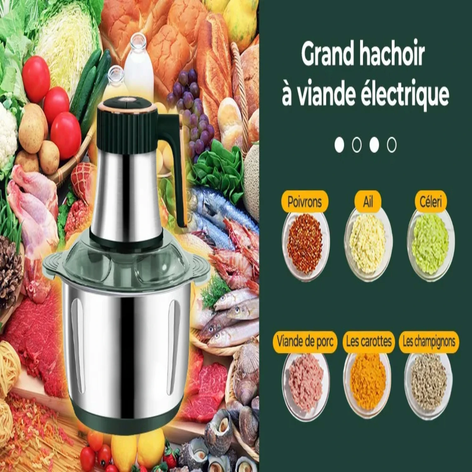 NEW 5L Multifunctional Stainless Steel Meat Grinders and Vegetable Slicer Processor - High-Capacity Food Crusher, Powerful 6S Ch