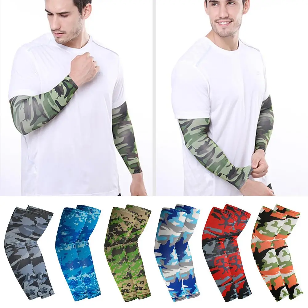 2PCs  Unisex Cool Arm Sleeves Sunscreen Sports Sun Protection Arm Warmers Outdoor Men Fishing Cycling Sleeves Fitness Arm Cover