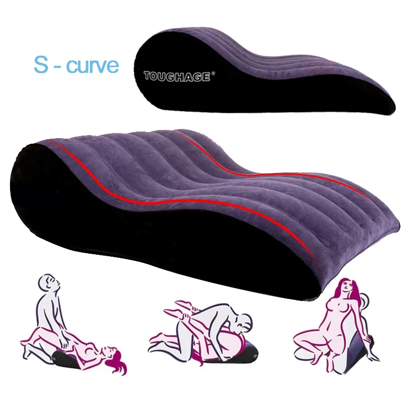 

TOUGHAGE Flocking Inflatable Sex Pillow S Curve Sofa Bed Mattress Love Position Cushion Wedge Erotic Furniture Toy For Couple