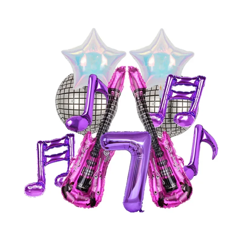Gitarren-Ballon Lila Zahlen 1-9 Geburtstagsballon-Set Musik-Themen-Party-Dekoration Festival-Foto-Requisiten Geburtstagsgeschenk – Detail 7